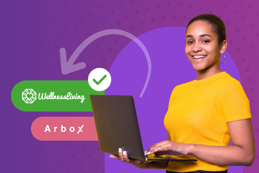 Arbox online clients, woman with a computer