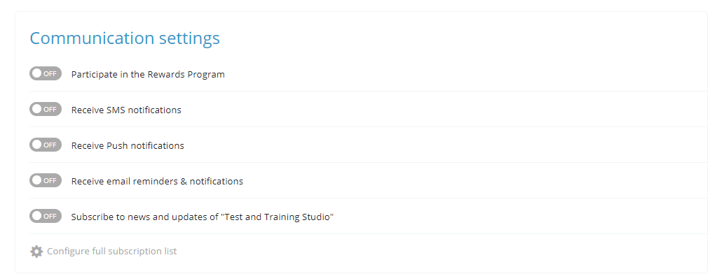 Notification Settings in Client Profile turned off
