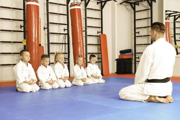 martial arts branding, karate instructor and students